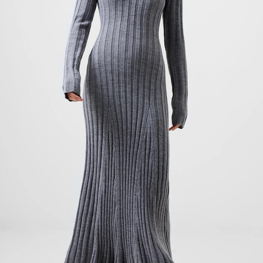 French Connection Long Sleeve Rib Maxi Sweater Dress